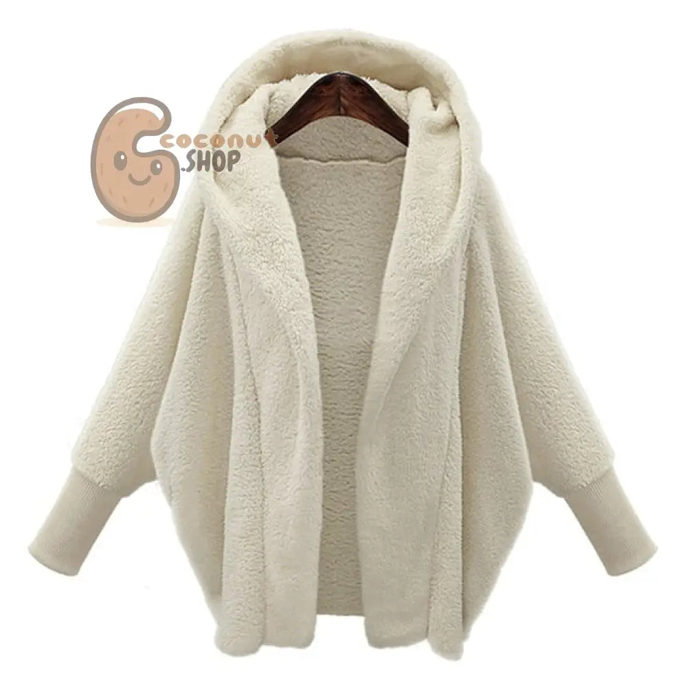 Winter Faux Fur Hooded Coat: Casual Chic - White / XL